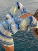 Sienna Mini Dress | Women's V-Neck Striped Knit Bodycon