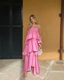 Stevie Maxi Dress | Satin Tiered Ruffle, Spaghetti Strap
