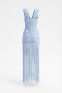 Trinity Maxi Dress | Crisscross Halter, Fringe Detail