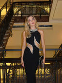 Tyra Maxi Dress | Women's Crystal Cut-Out Halterneck Evening Gown