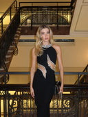 Tyra Maxi Dress | Women's Crystal Cut-Out Halterneck Evening Gown
