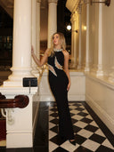 Tyra Maxi Dress | Women's Crystal Cut-Out Halterneck Evening Gown