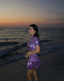 Vela Mini Dress | High Neck Sequin Mirror Disc Embellished