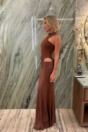 Zella Maxi Dress | Sleeveless Cut-Out, High Collar