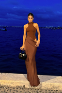 Zella Maxi Dress | Sleeveless Cut-Out, High Collar